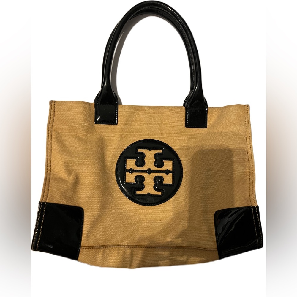 Tory Burch Canvas Tote approximately 13 X 9 inches